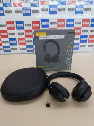 Jabra Evolve2 65 Auriculares Inalámbricos Estéreo PC con Cancelación de Ruido - Certificados para plataformas UC - Batería de Larga Duración - Adaptador Bluetooth USB-C - Negro